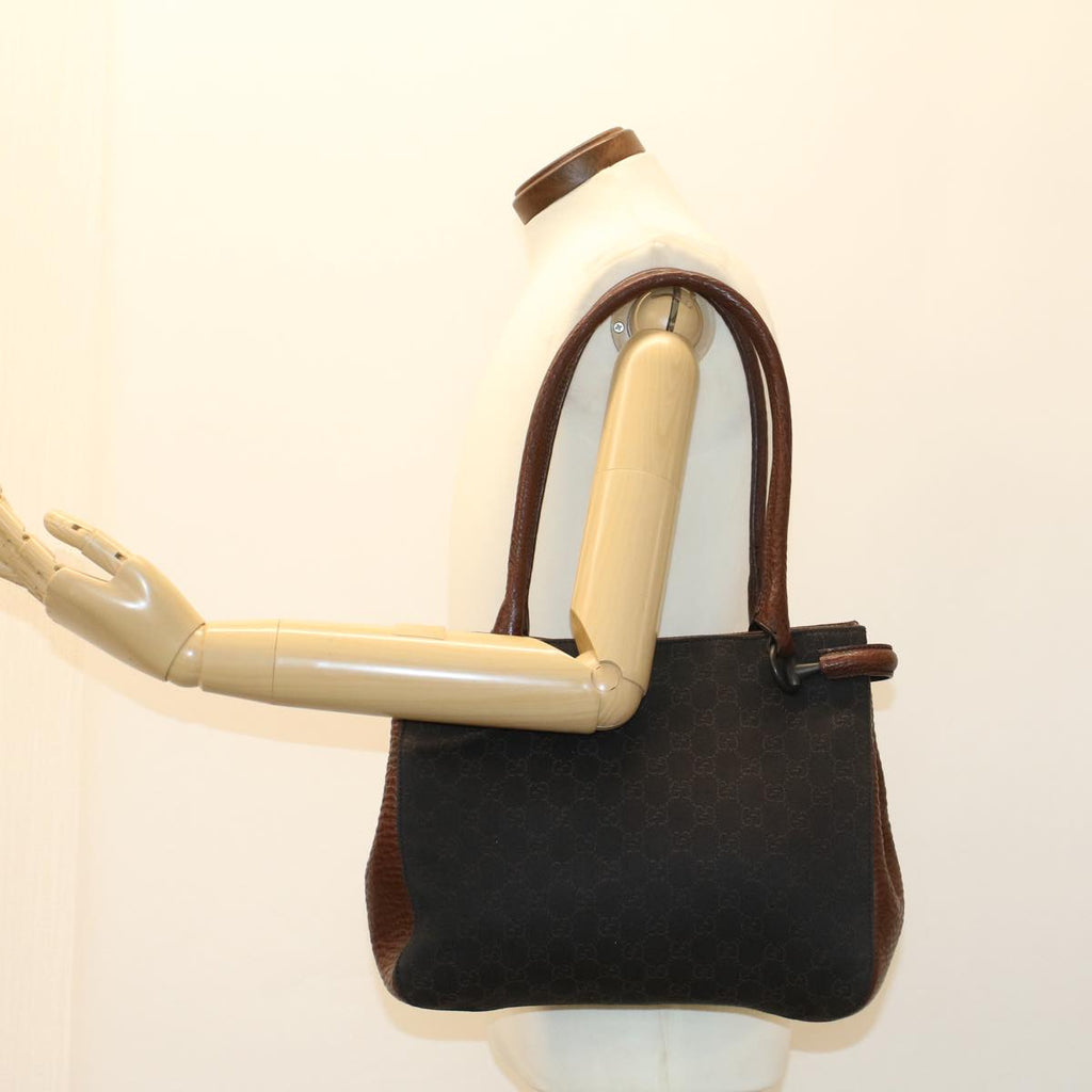 GUCCI GG Canvas Tote Bag Black Brown 47993