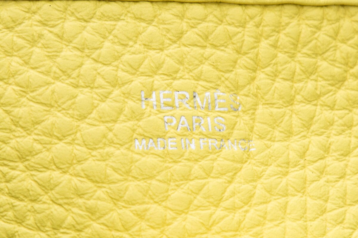 HermÃƒÆ’Ã‚Â¨s Yellow Evelyne Handbag PM with Clemence Leather
