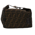 FENDI Zucca Canvas Vanity Hand Bag Nylon Brown Black 48013