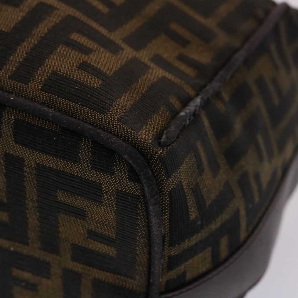 FENDI Zucca Canvas Vanity Hand Bag Nylon Brown Black 48013