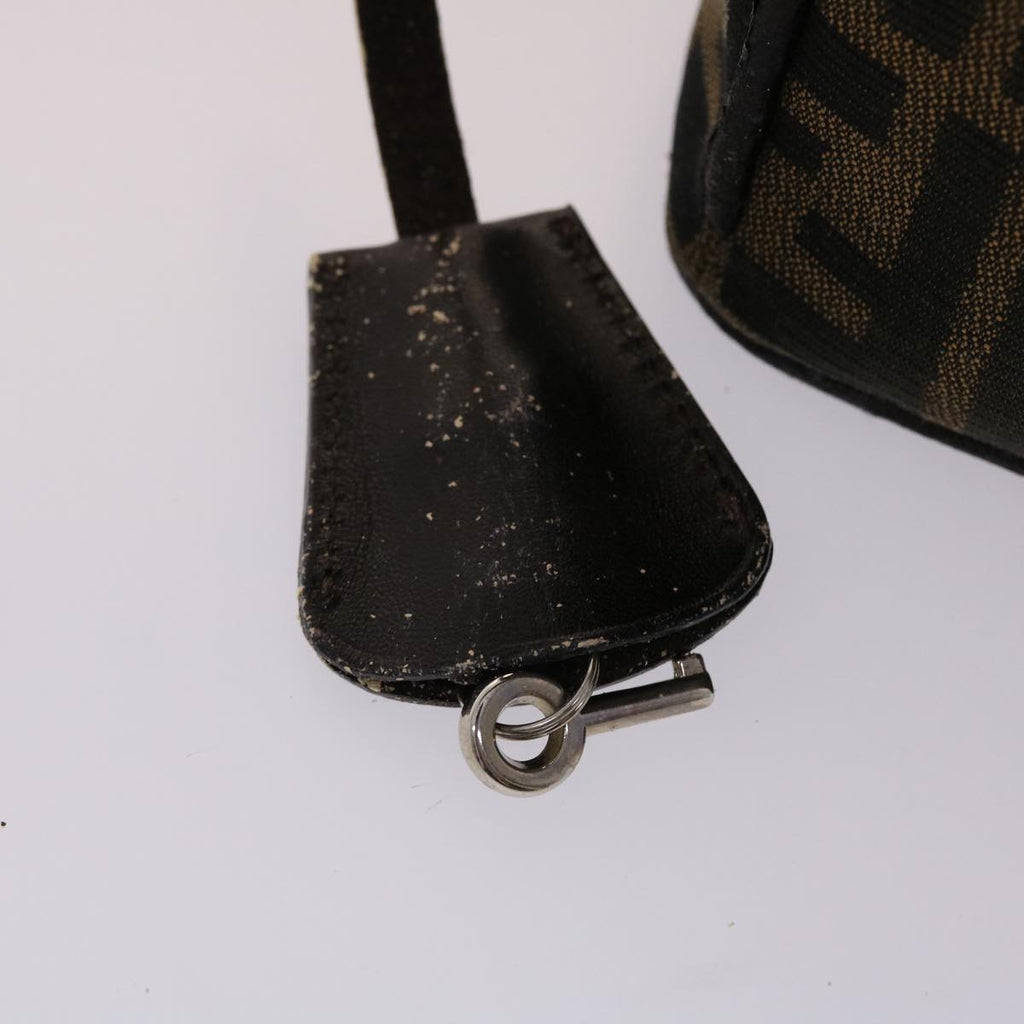 FENDI Zucca Canvas Vanity Hand Bag Nylon Brown Black 48013