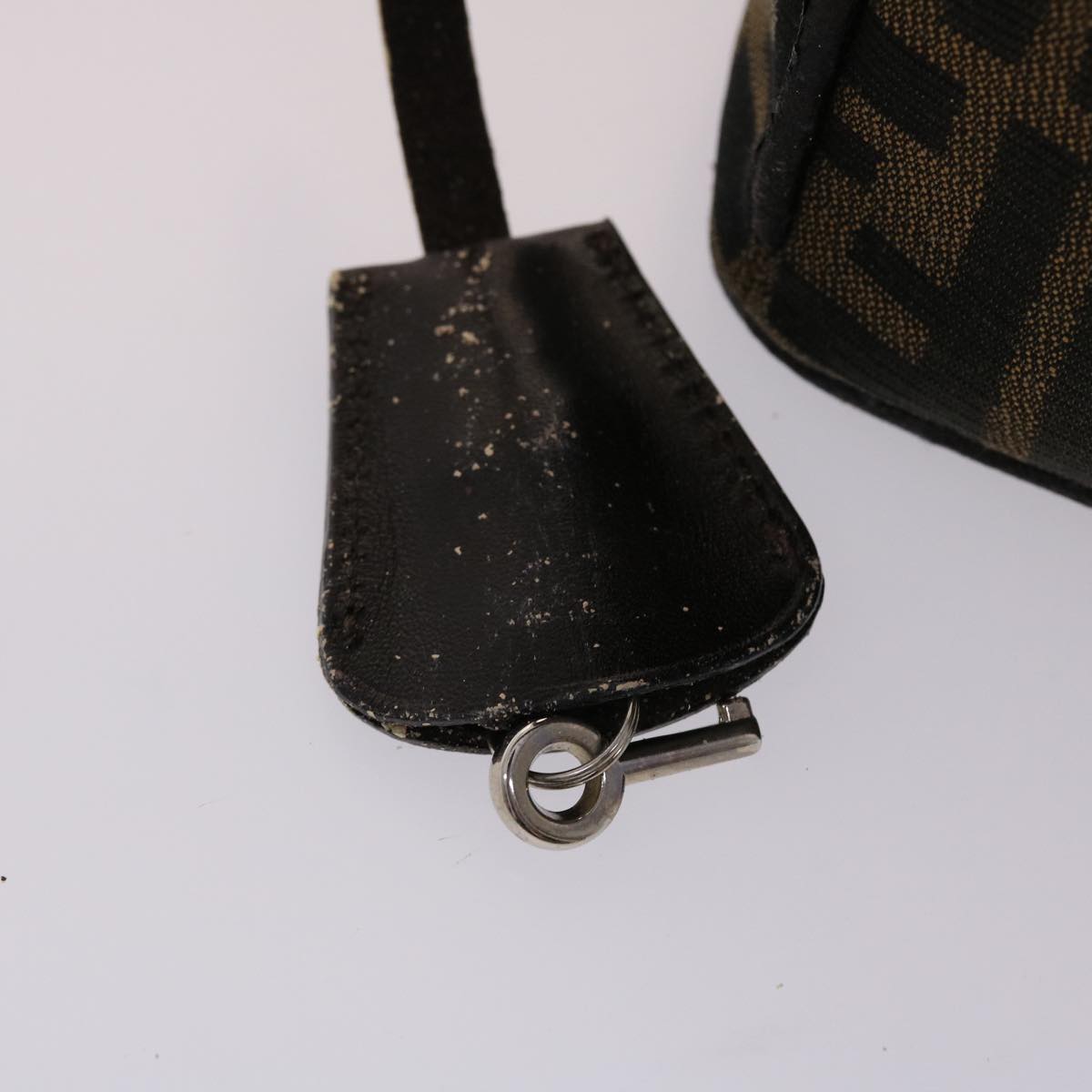 FENDI Zucca Canvas Vanity Hand Bag Nylon Brown Black 48013