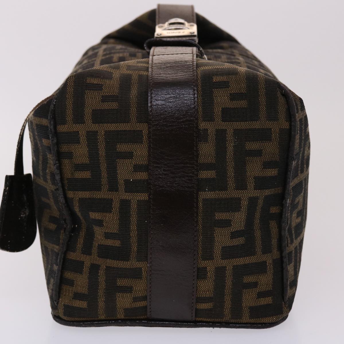 FENDI Zucca Canvas Vanity Hand Bag Nylon Brown Black 48013
