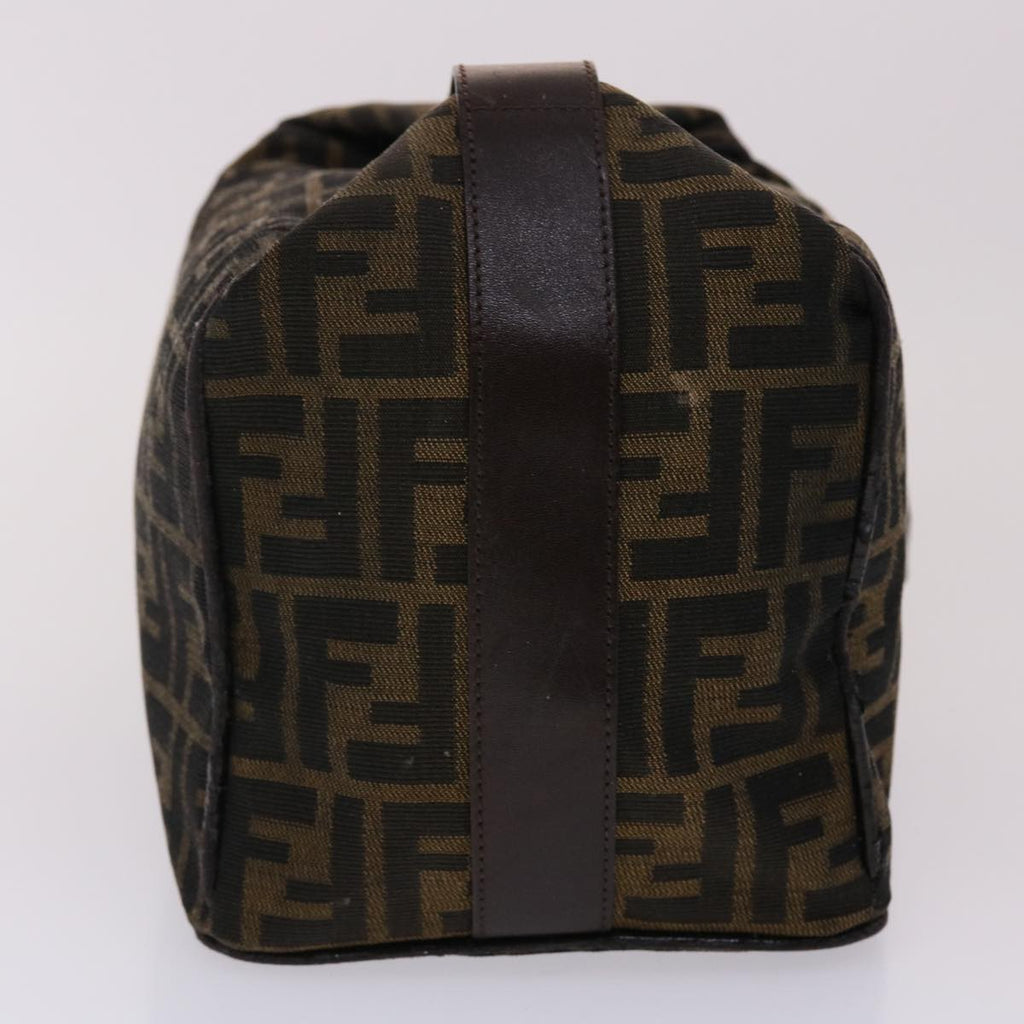 FENDI Zucca Canvas Vanity Hand Bag Nylon Brown Black 48013
