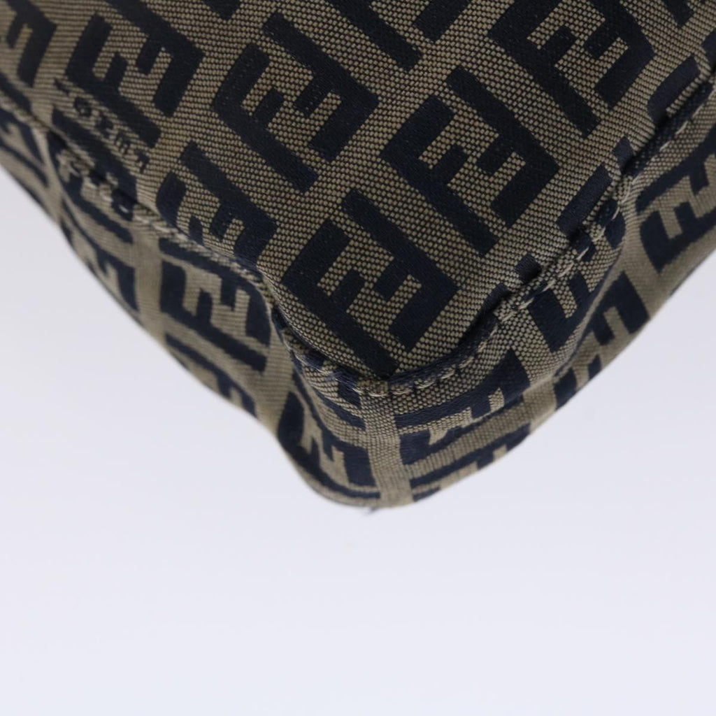 FENDI Zucchino Canvas Mamma Baguette Shoulder Bag Nylon Navy 48016