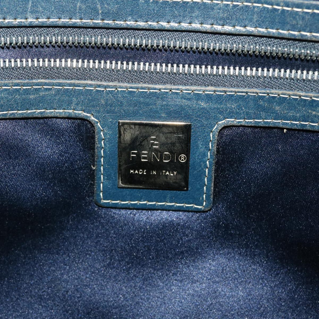 FENDI Zucchino Canvas Mamma Baguette Shoulder Bag Nylon Navy 48016