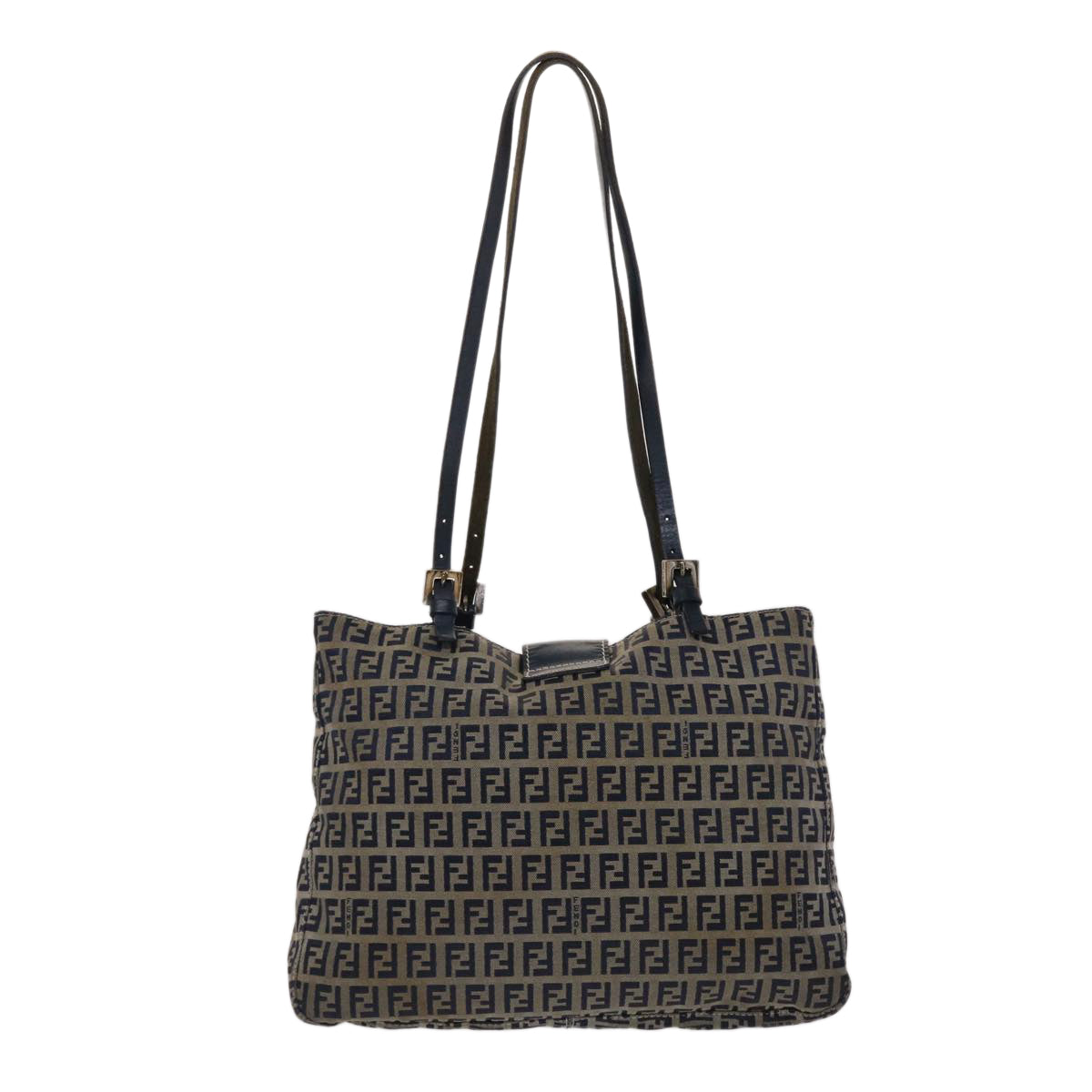 FENDI Zucchino Canvas Mamma Baguette Shoulder Bag Nylon Navy 48016