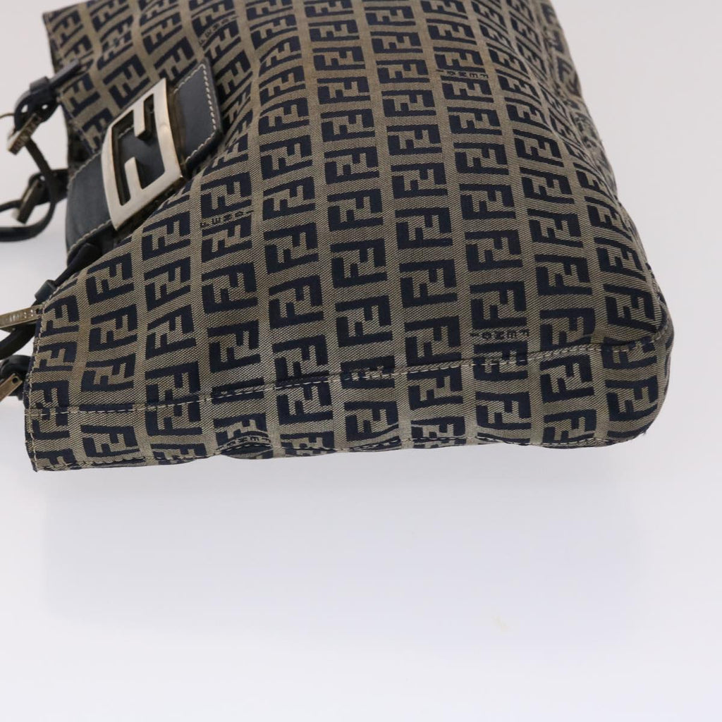 FENDI Zucchino Canvas Mamma Baguette Shoulder Bag Nylon Navy 48016