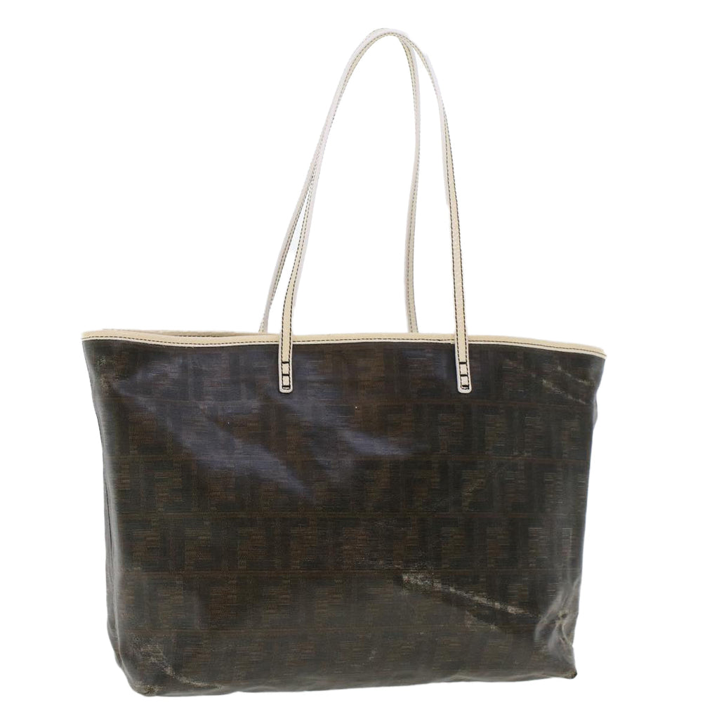 FENDI Zucca Canvas Tote Bag Coated Canvas Dark Brown 48017