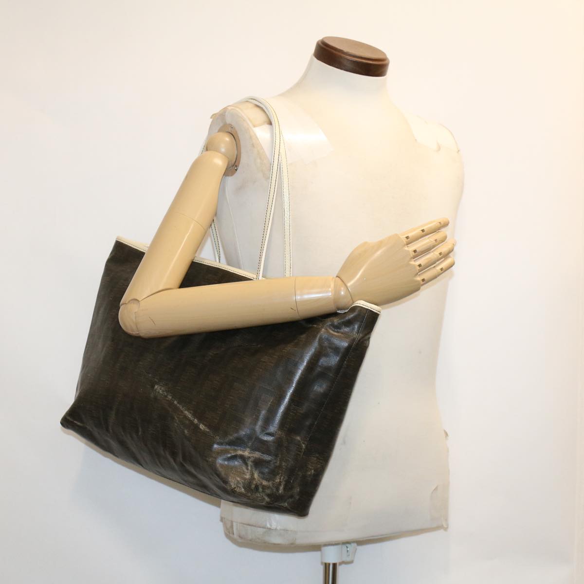 FENDI Zucca Canvas Tote Bag Coated Canvas Dark Brown 48017