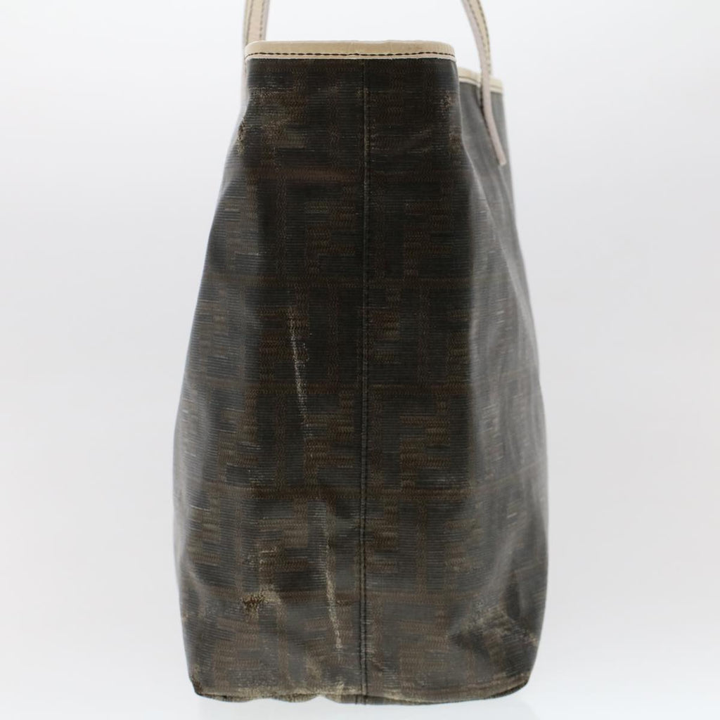 FENDI Zucca Canvas Tote Bag Coated Canvas Dark Brown 48017