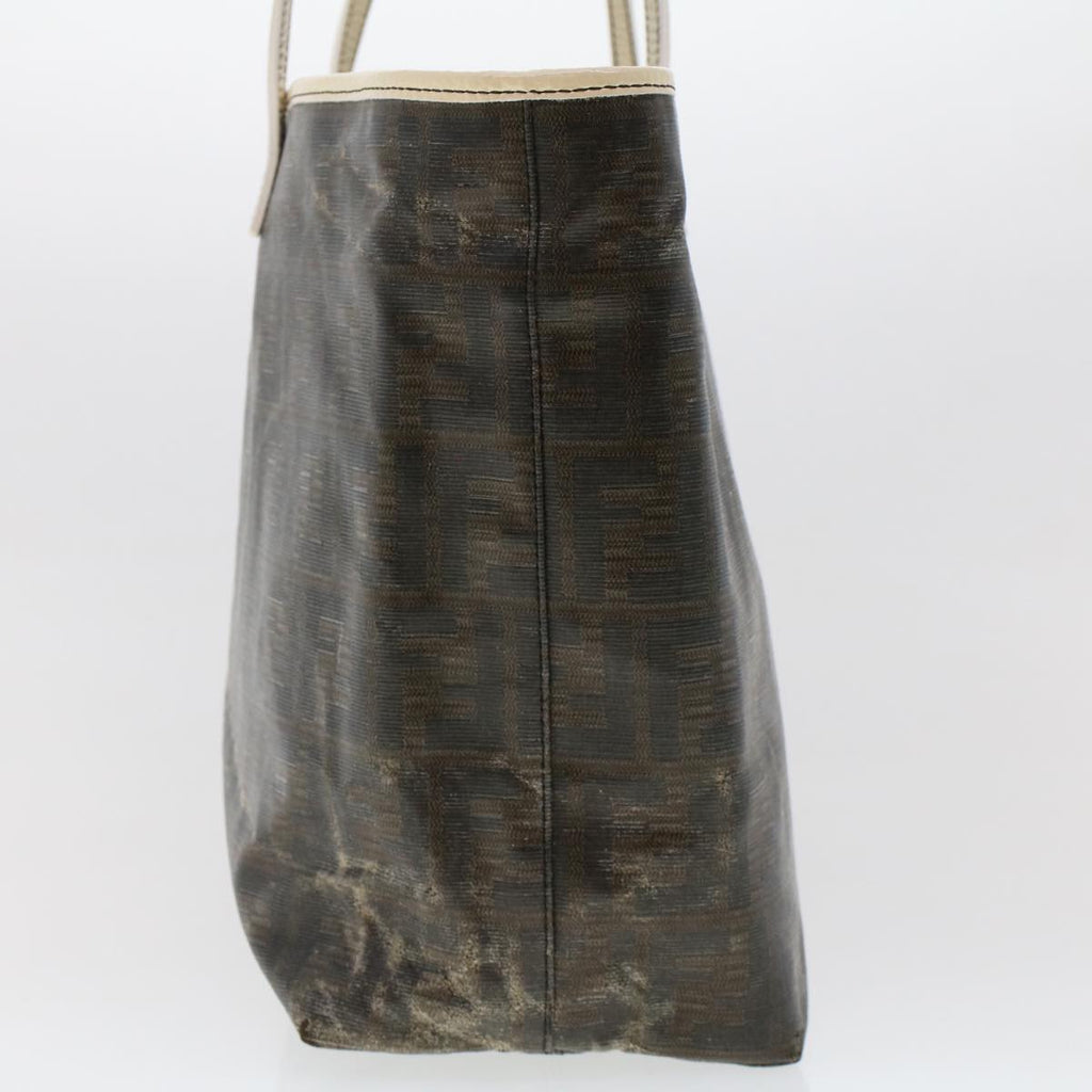 FENDI Zucca Canvas Tote Bag Coated Canvas Dark Brown 48017