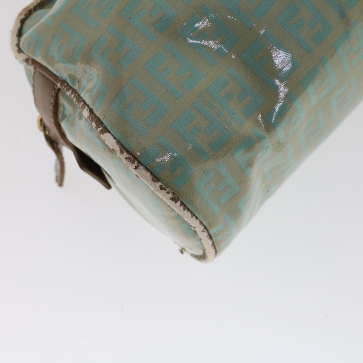 FENDI Zucchino Canvas Hand Bag Coated Canvas Light Blue 48018