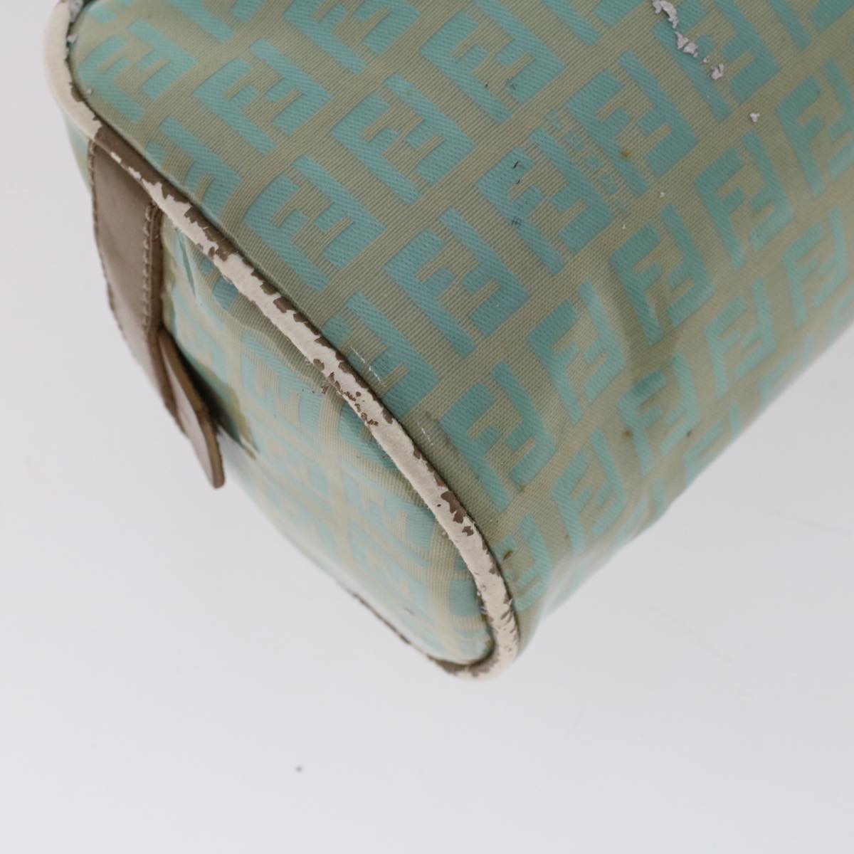 FENDI Zucchino Canvas Hand Bag Coated Canvas Light Blue 48018