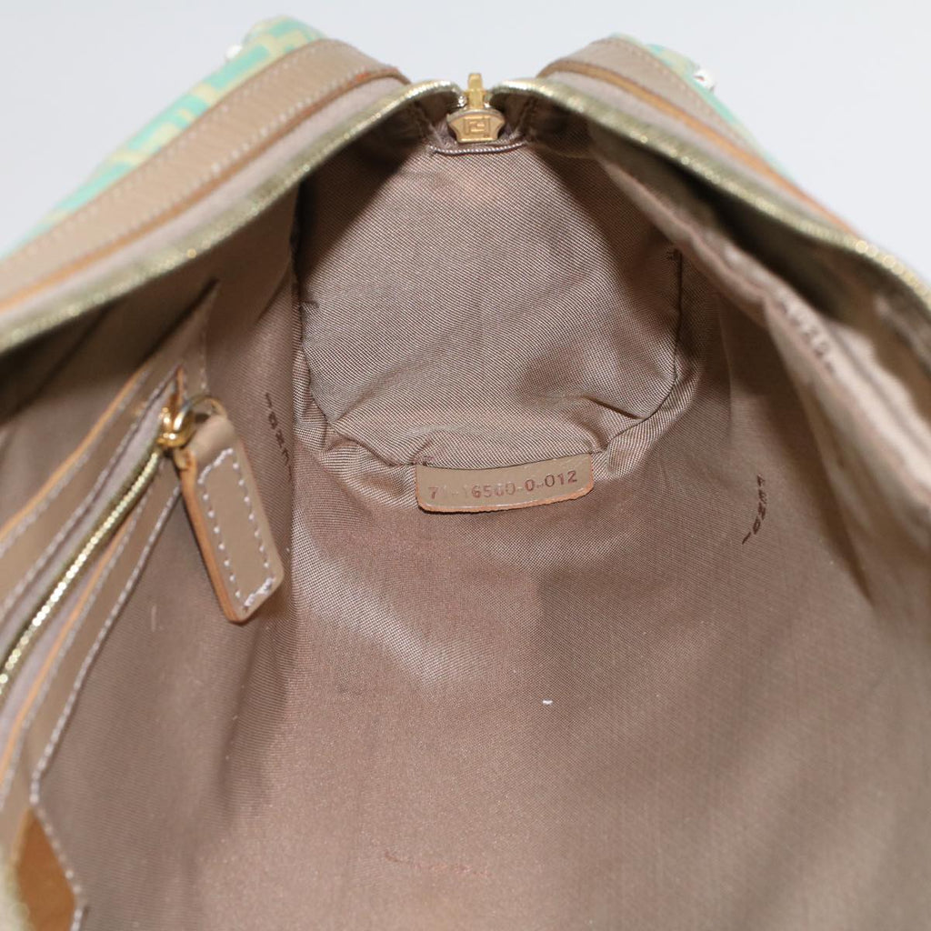 FENDI Zucchino Canvas Hand Bag Coated Canvas Light Blue 48018