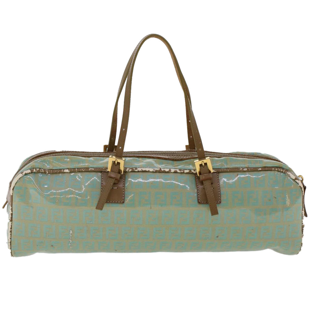 FENDI Zucchino Canvas Hand Bag Coated Canvas Light Blue 48018