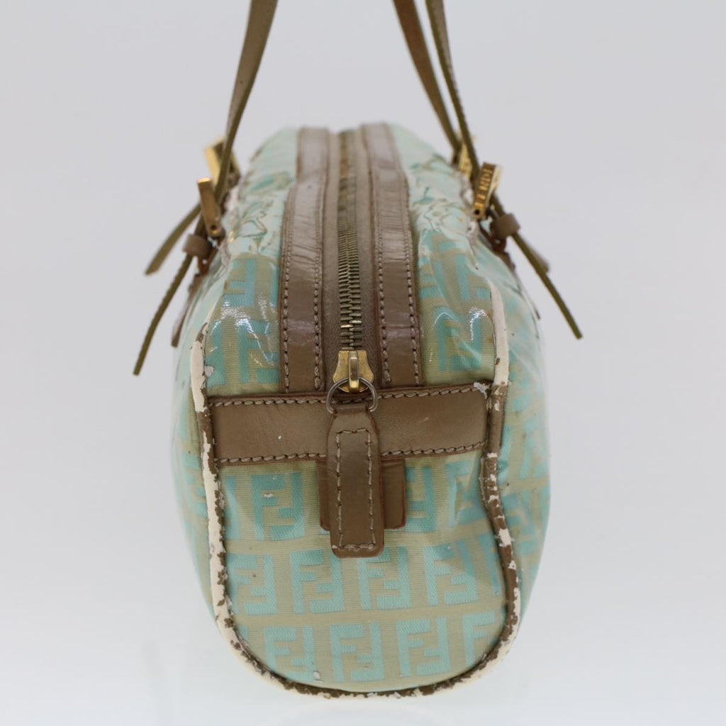 FENDI Zucchino Canvas Hand Bag Coated Canvas Light Blue 48018
