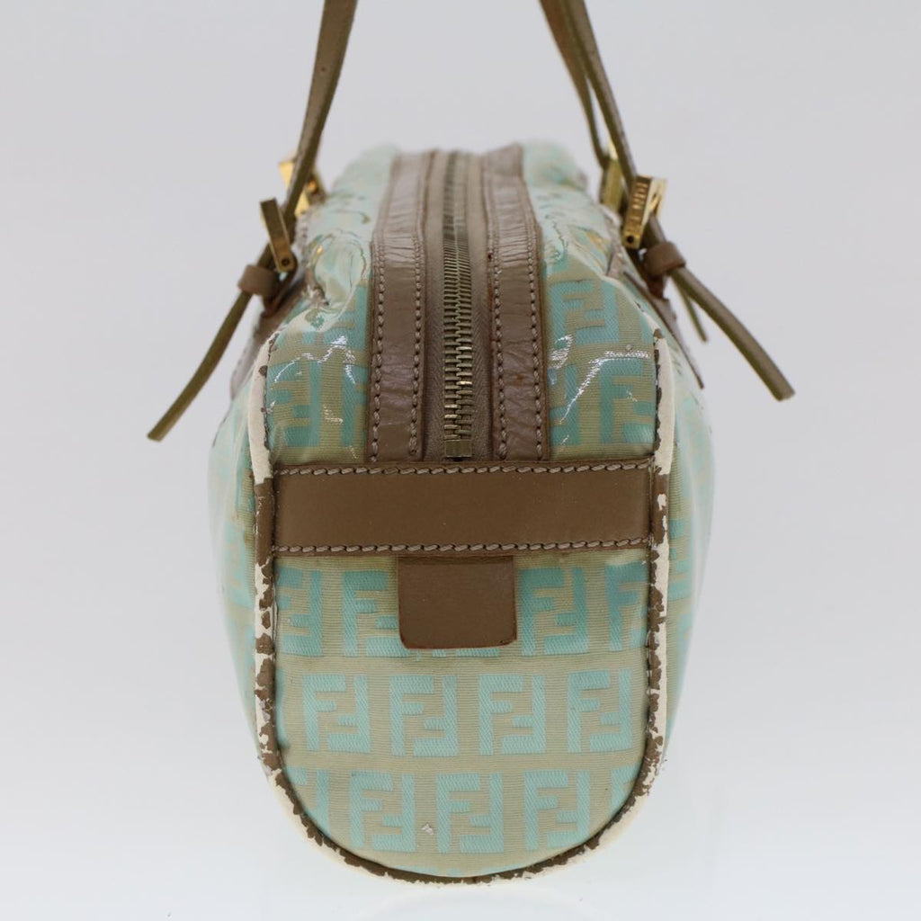 FENDI Zucchino Canvas Hand Bag Coated Canvas Light Blue 48018