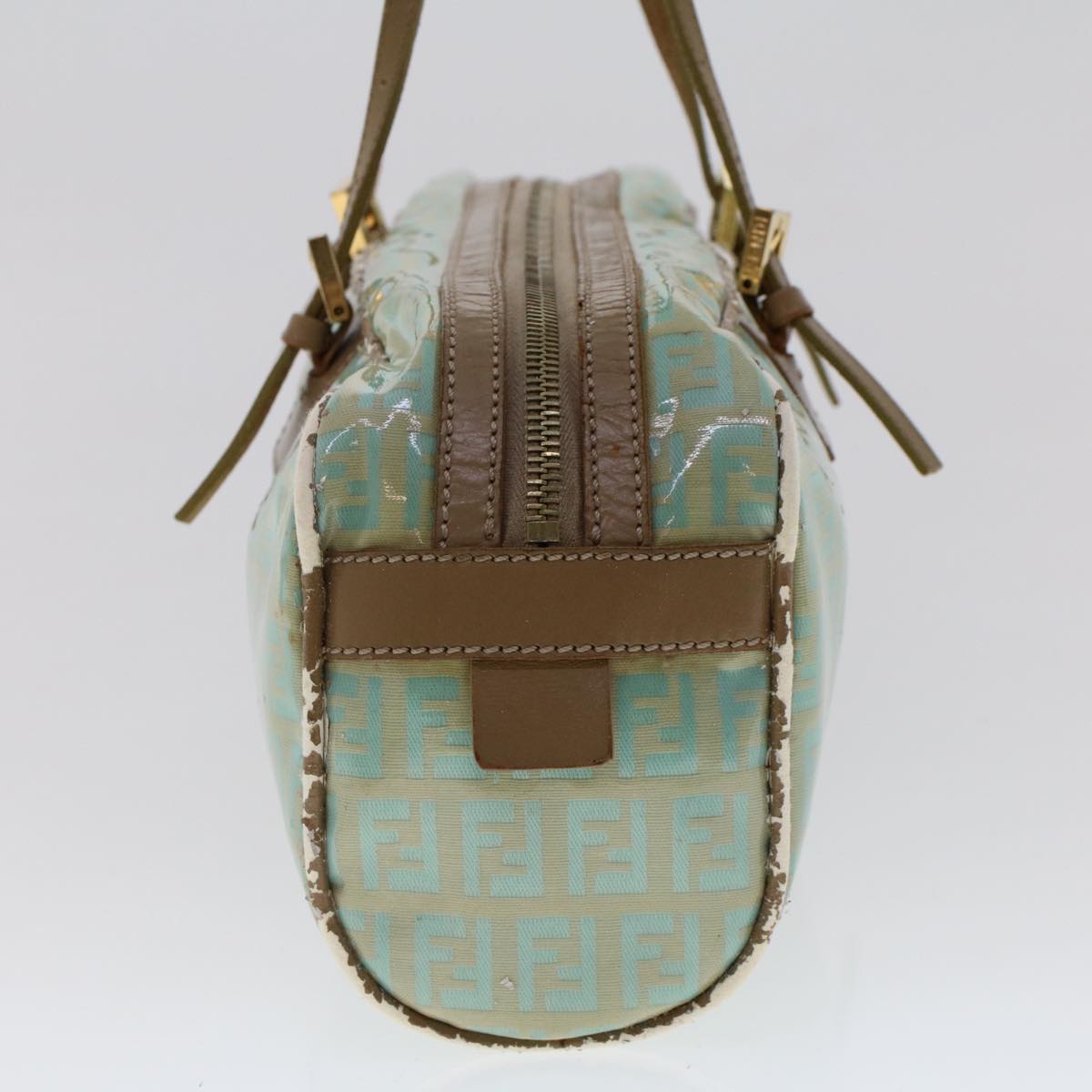 FENDI Zucchino Canvas Hand Bag Coated Canvas Light Blue 48018