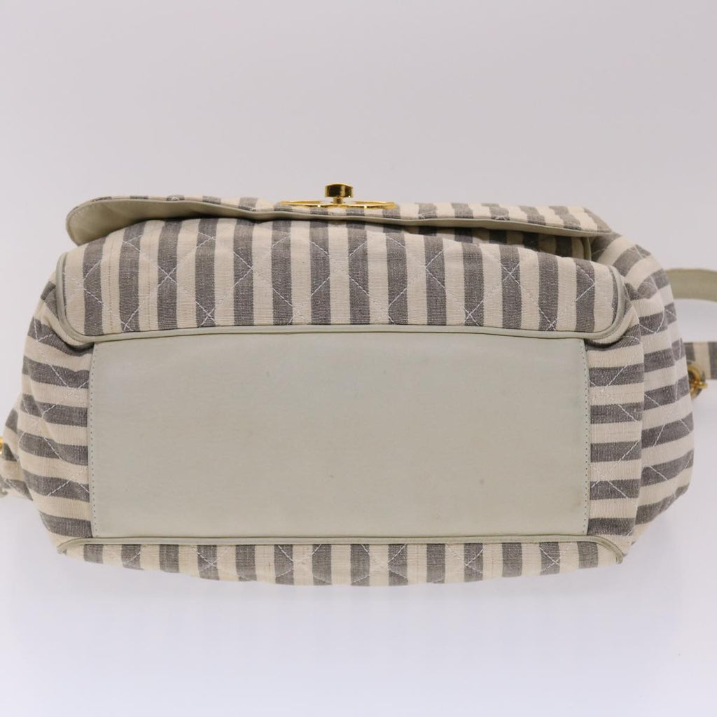 CHANEL Matelasse Shoulder Bag Canvas Light Blue White CC 48071A