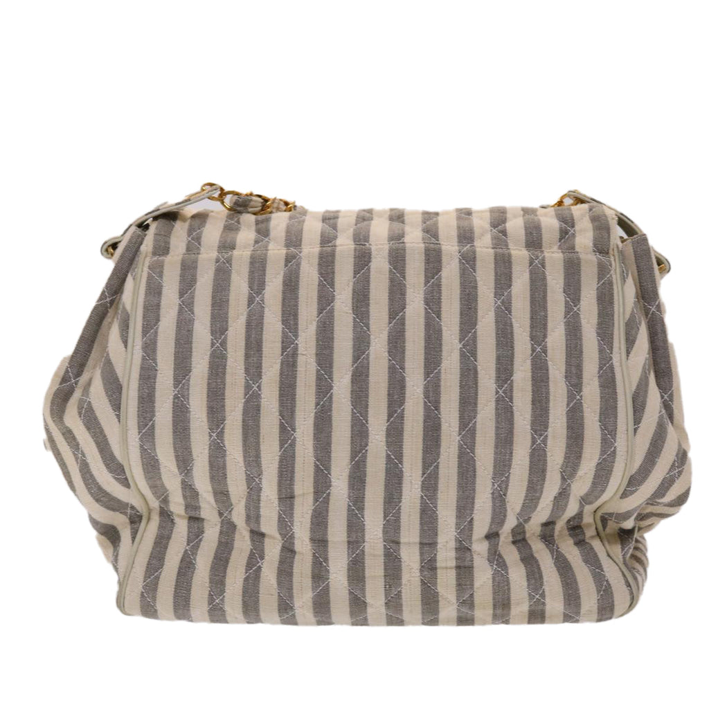 CHANEL Matelasse Shoulder Bag Canvas Light Blue White CC 48071A