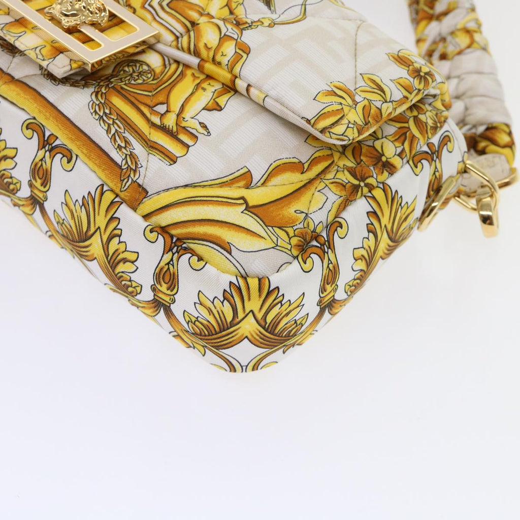 FENDI Baguette Shoulder Bag Polyester 2way White 8BR600 AK2D 48072A