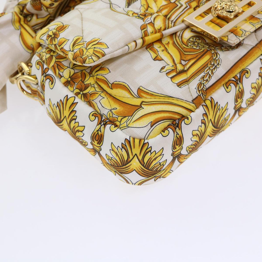 FENDI Baguette Shoulder Bag Polyester 2way White 8BR600 AK2D 48072A