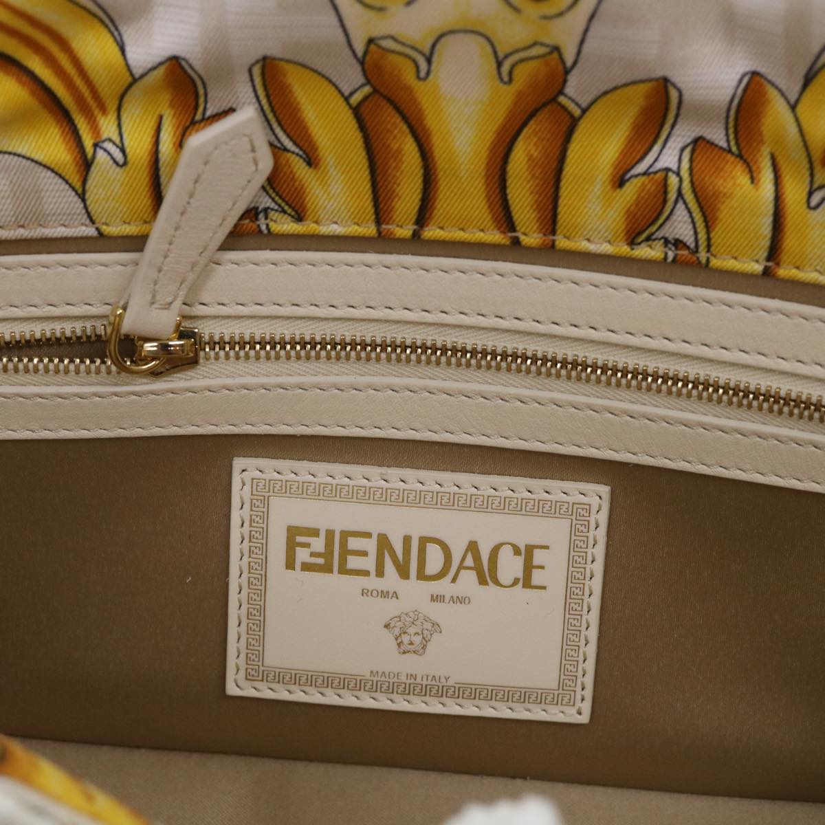 FENDI Baguette Shoulder Bag Polyester 2way White 8BR600 AK2D 48072A
