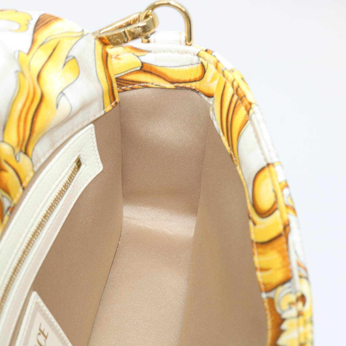 FENDI Baguette Shoulder Bag Polyester 2way White 8BR600 AK2D 48072A