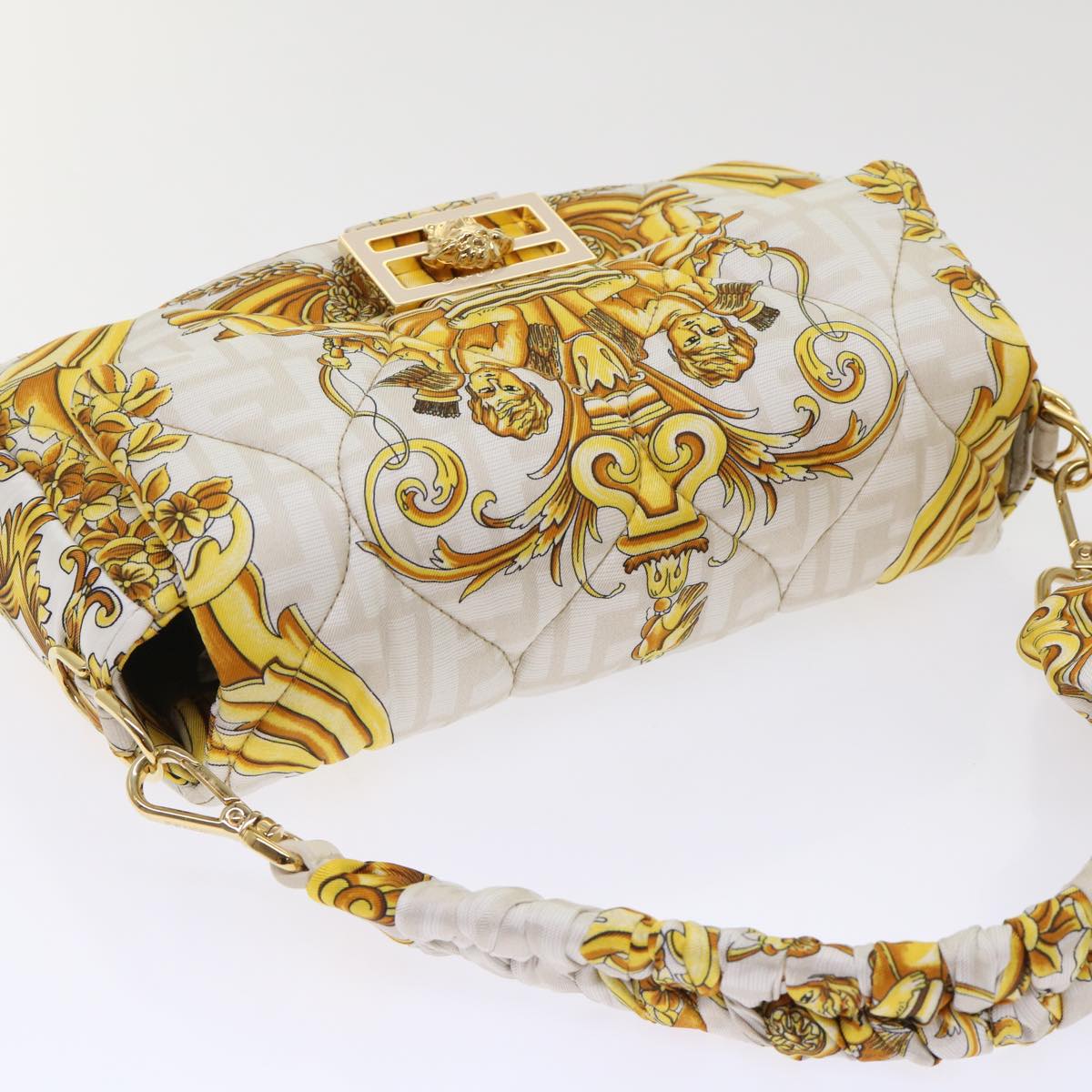 FENDI Baguette Shoulder Bag Polyester 2way White 8BR600 AK2D 48072A