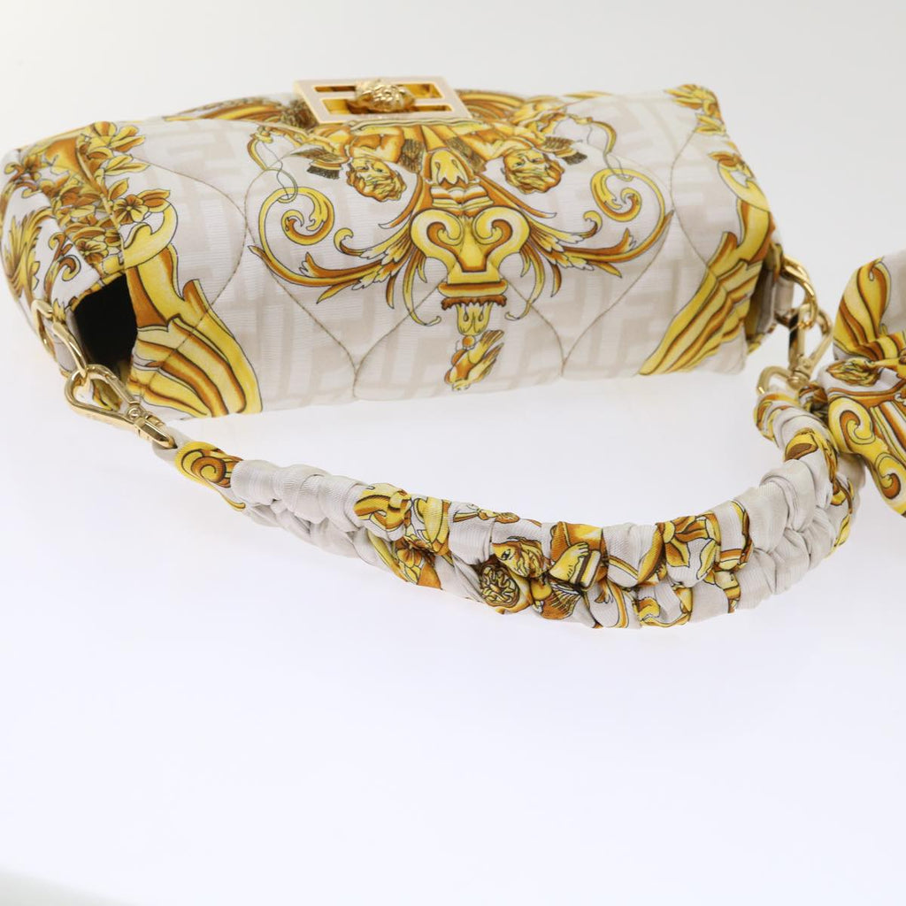 FENDI Baguette Shoulder Bag Polyester 2way White 8BR600 AK2D 48072A