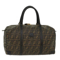 FENDI Zucca Canvas Boston Bag PVC Leather Brown Black 48144