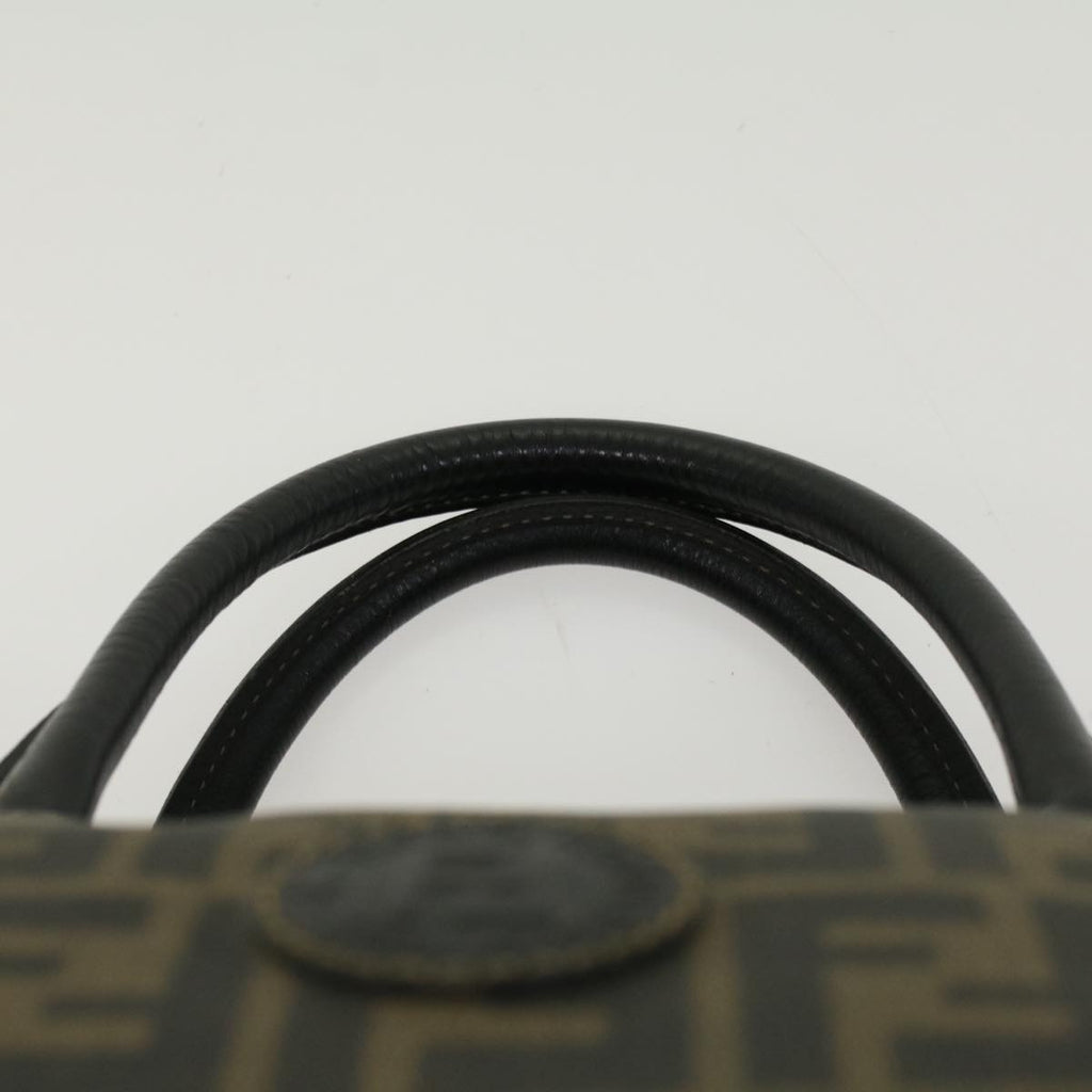 FENDI Zucca Canvas Boston Bag PVC Leather Brown Black 48144