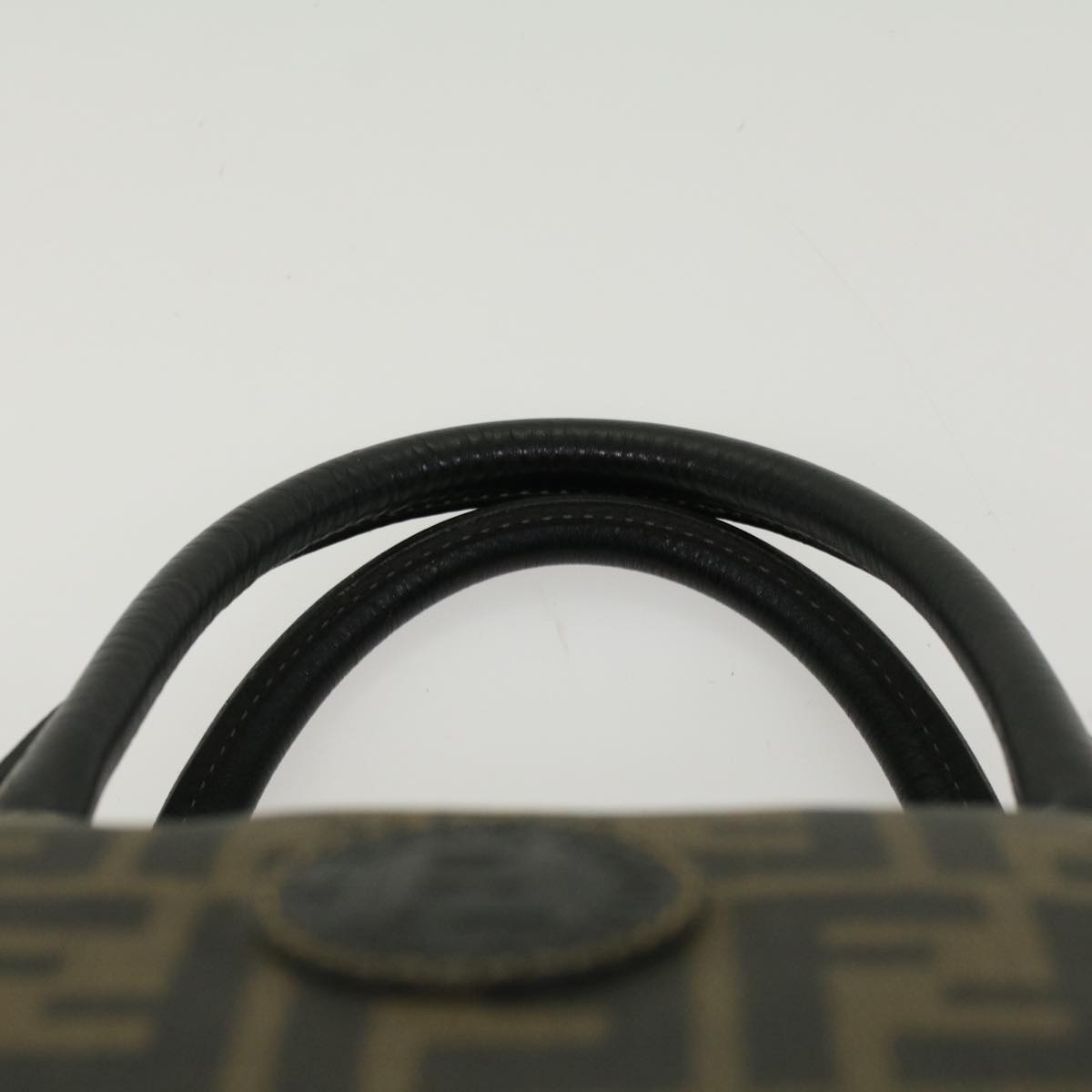 FENDI Zucca Canvas Boston Bag PVC Leather Brown Black 48144