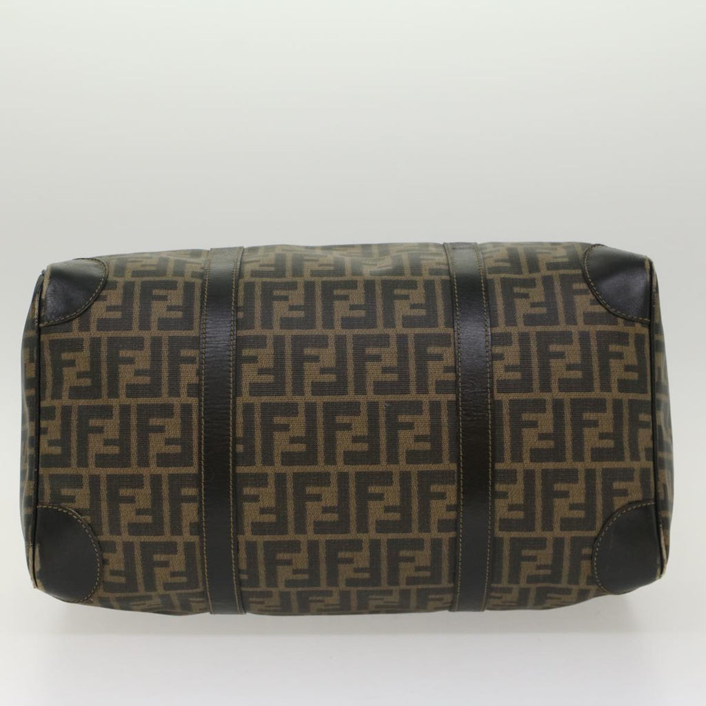 FENDI Zucca Canvas Boston Bag PVC Leather Brown Black 48144