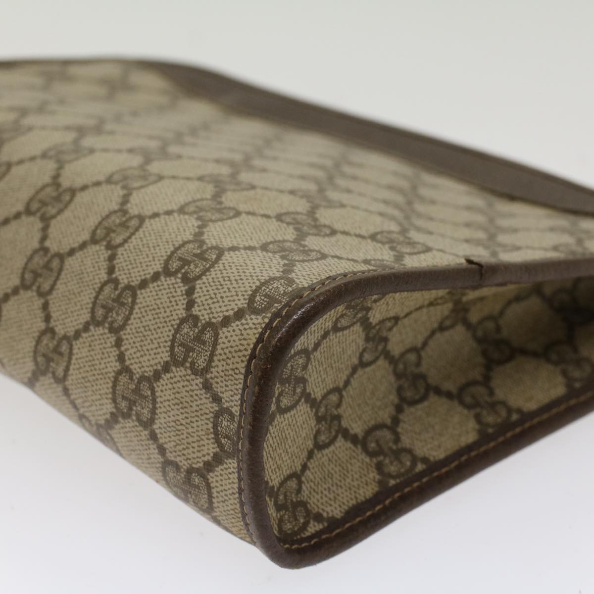 GUCCI GG Canvas Clutch Bag PVC Leather Beige 97.01.037 48147