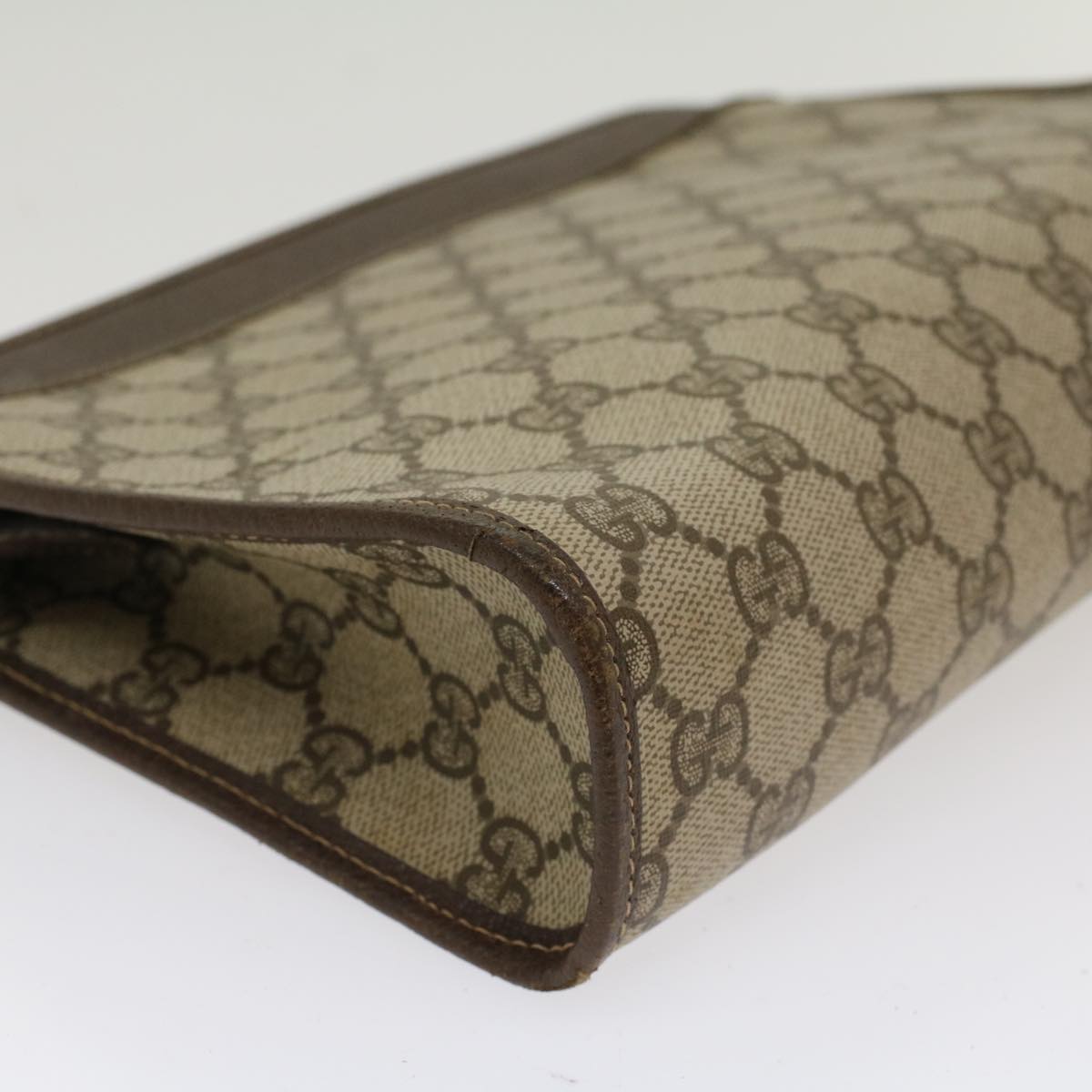 GUCCI GG Canvas Clutch Bag PVC Leather Beige 97.01.037 48147