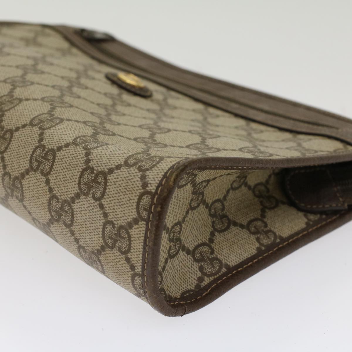 GUCCI GG Canvas Clutch Bag PVC Leather Beige 97.01.037 48147