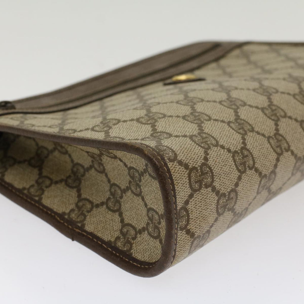 GUCCI GG Canvas Clutch Bag PVC Leather Beige 97.01.037 48147