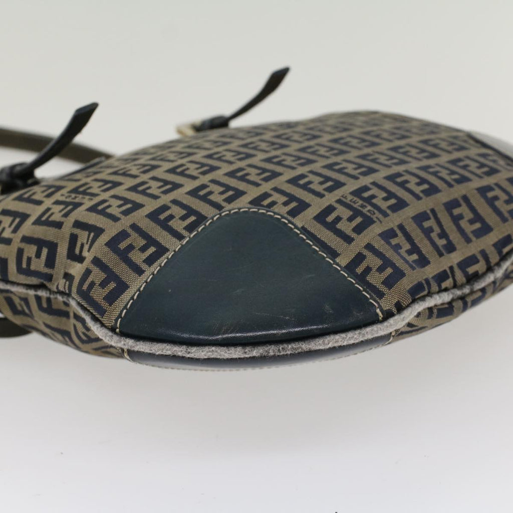 FENDI Zucchino Canvas Shoulder Bag Nylon Navy 48160