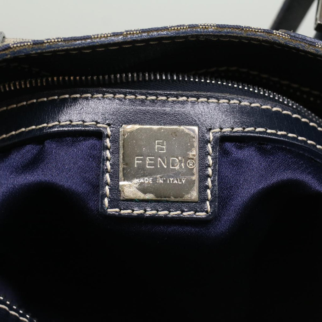 FENDI Zucchino Canvas Shoulder Bag Nylon Navy 48160