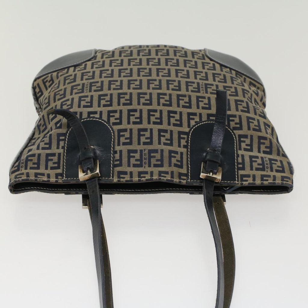 FENDI Zucchino Canvas Shoulder Bag Nylon Navy 48160