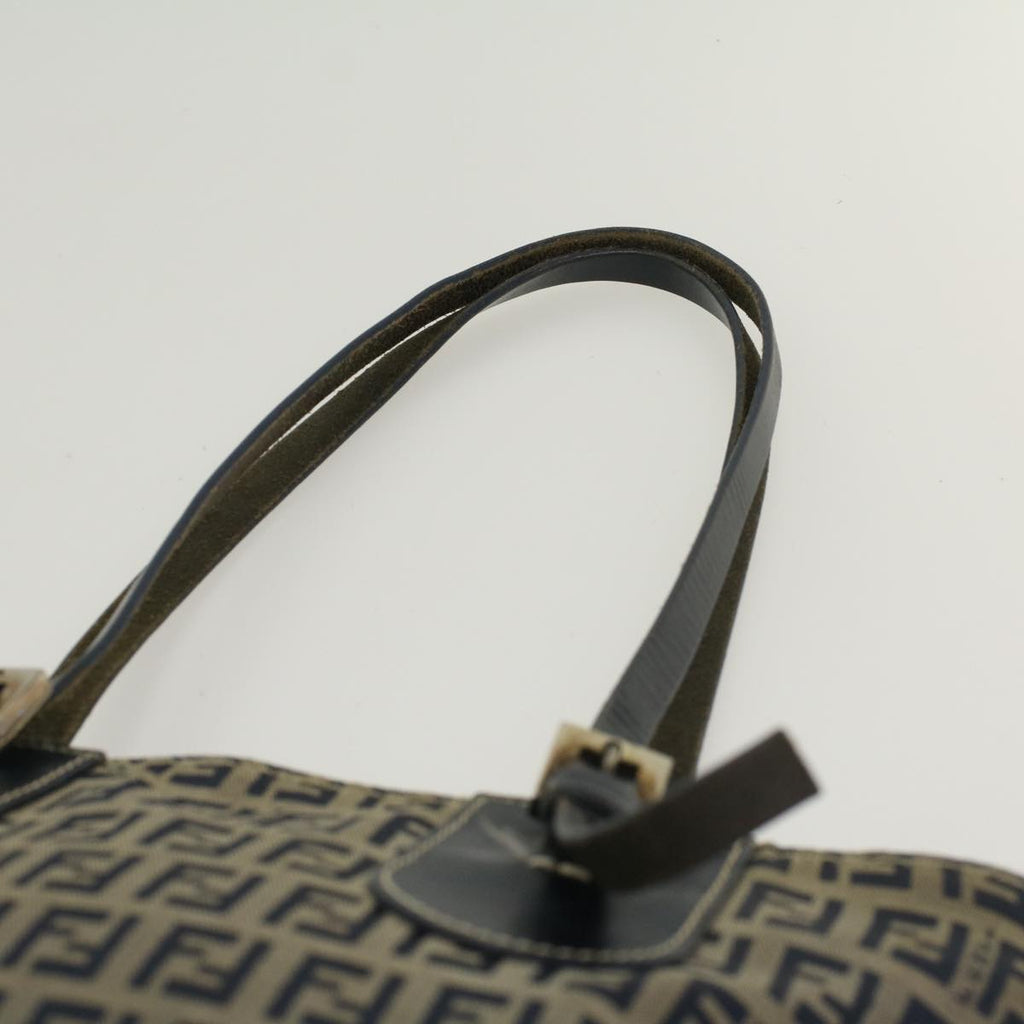 FENDI Zucchino Canvas Shoulder Bag Nylon Navy 48160