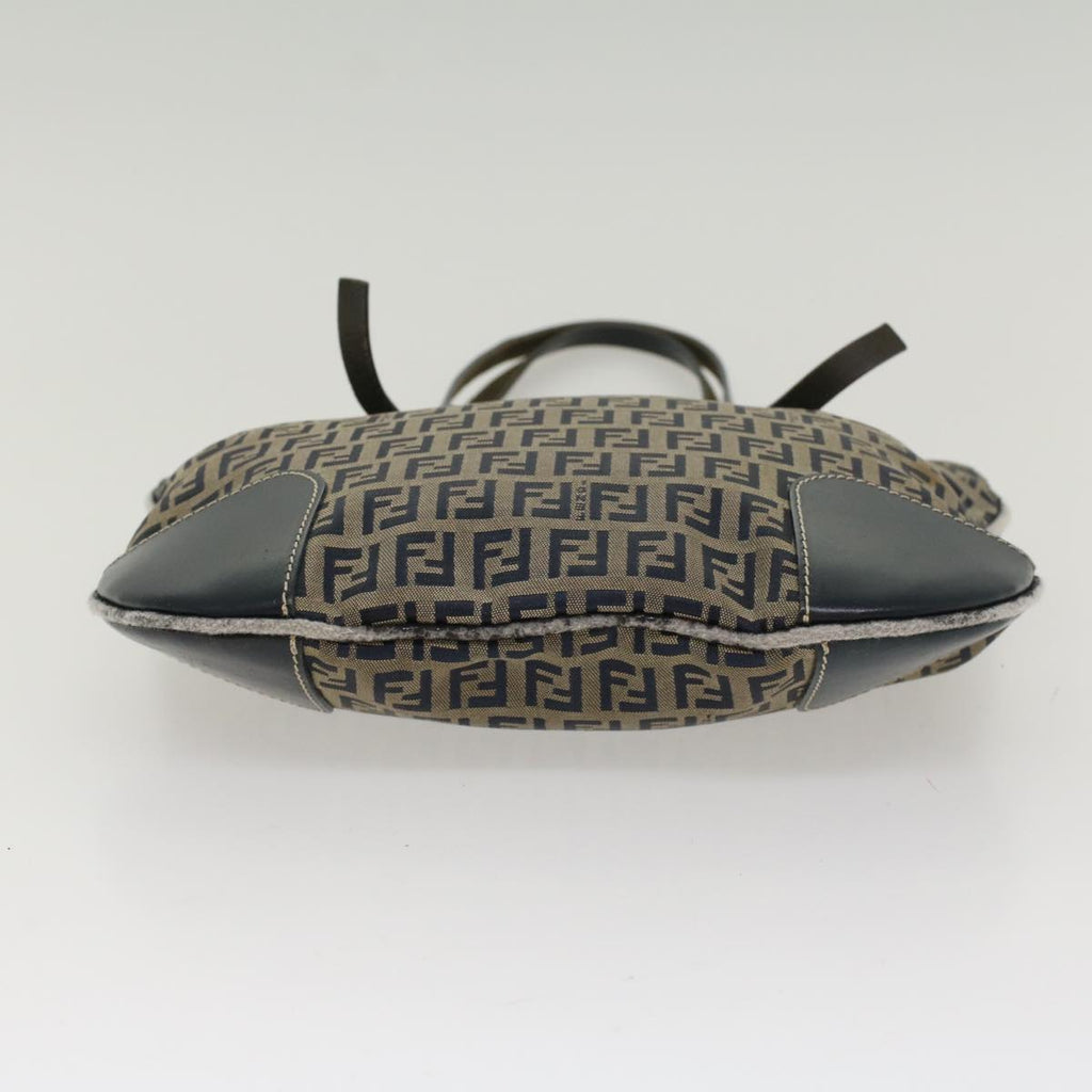 FENDI Zucchino Canvas Shoulder Bag Nylon Navy 48160