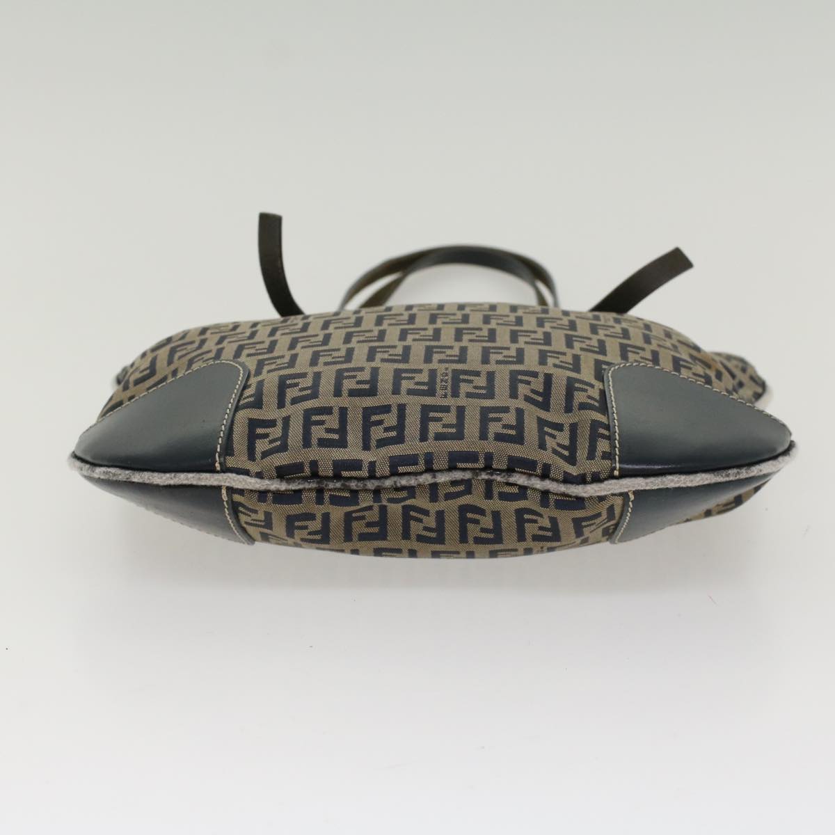 FENDI Zucchino Canvas Shoulder Bag Nylon Navy 48160