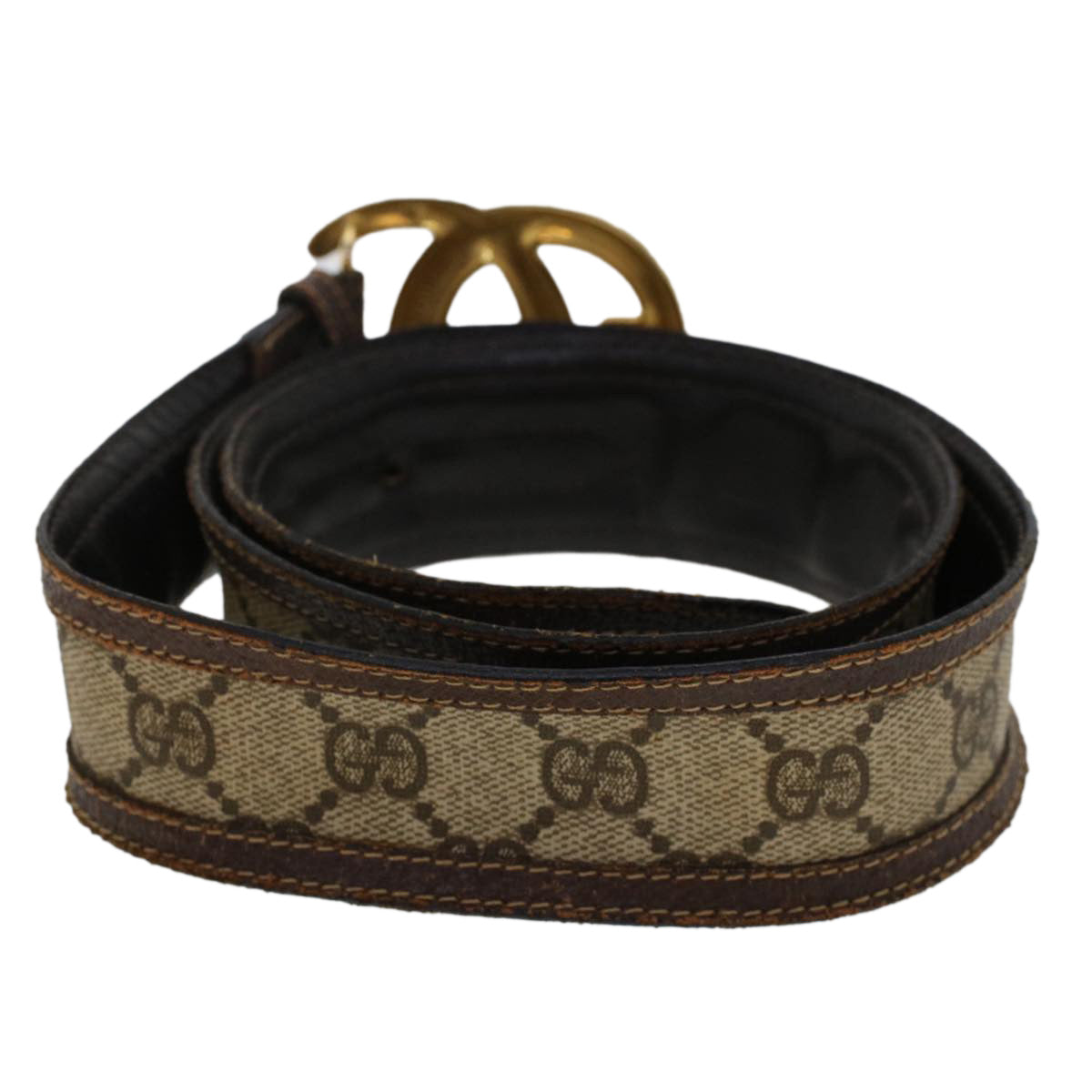 GUCCI GG Canvas Interlocking Belt PVC Leather 31.5""-34.3"" Beige 48164