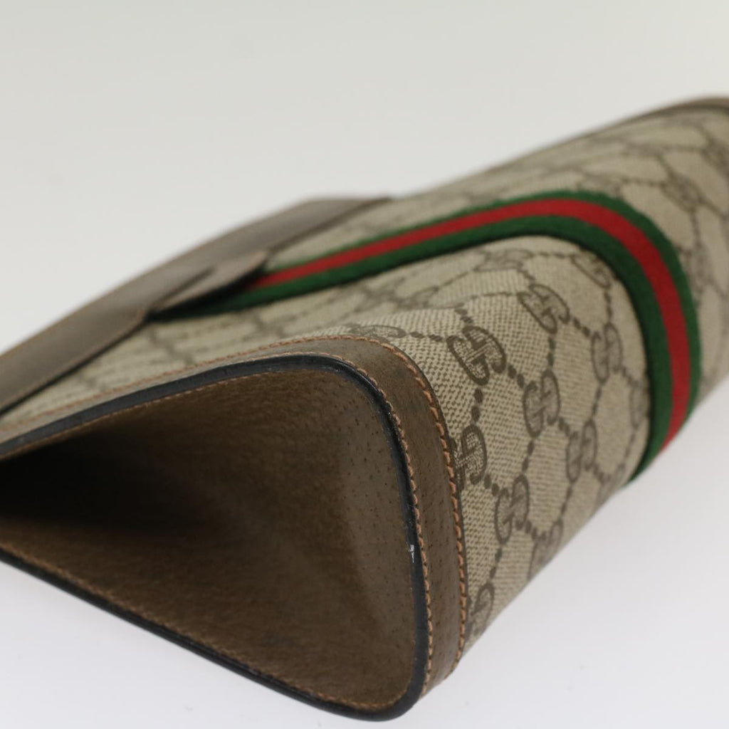 GUCCI GG Canvas Web Sherry Line Clutch Bag Beige Red Green 89.01.001 48199
