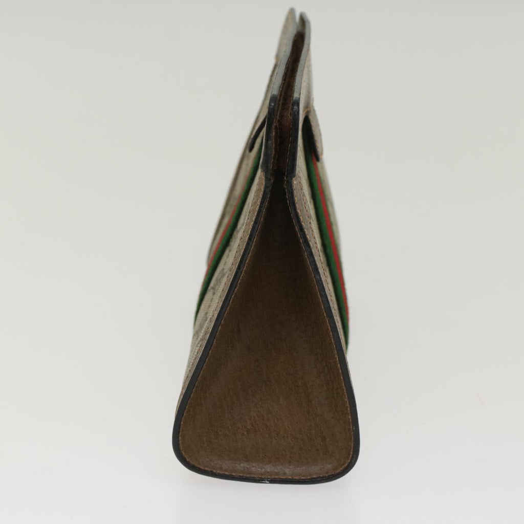 GUCCI GG Canvas Web Sherry Line Clutch Bag Beige Red Green 89.01.001 48199