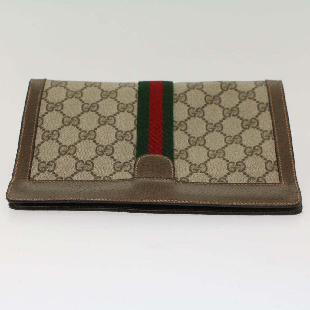 GUCCI GG Canvas Web Sherry Line Clutch Bag Beige Red Green 89.01.001 48199