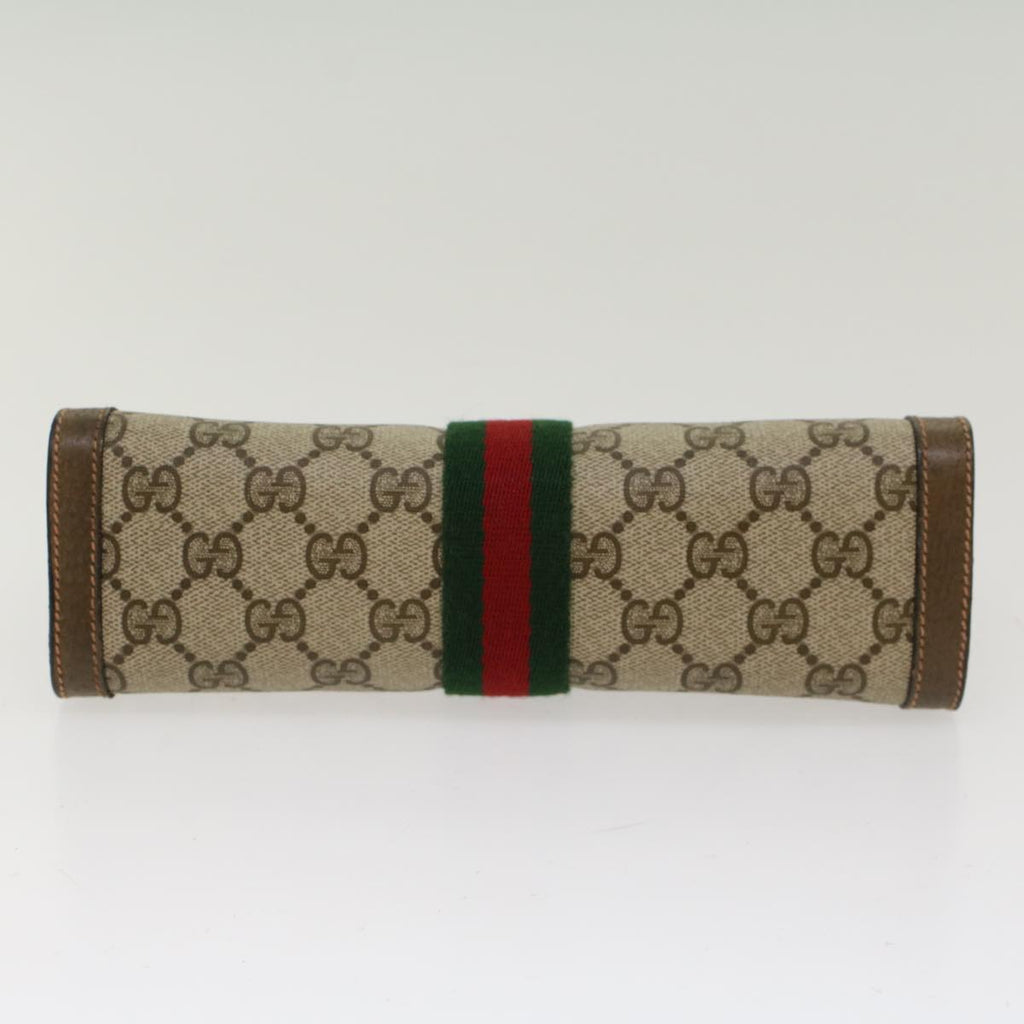 GUCCI GG Canvas Web Sherry Line Clutch Bag Beige Red Green 89.01.001 48199